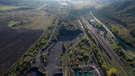 Flying-over-the-iron-industrial-land