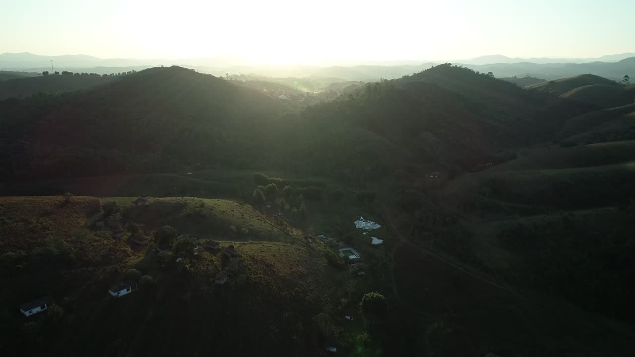 Against sunset light filmed with Drone, lush nature in 4K