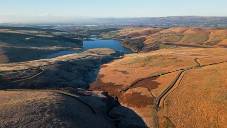 sweeping drone footage of saddleworth moor, england