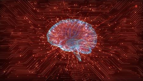 futuristic web quantum ai 3d technology machine learning cyber attack brain hud red digital