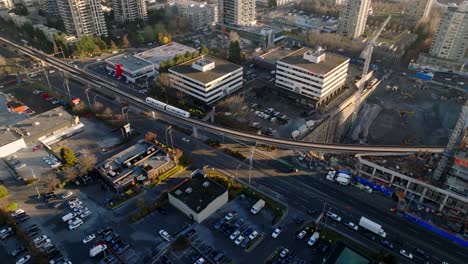 skytrain from gilmore station on the millennium line of metro vancouver in burnaby, bc, canada