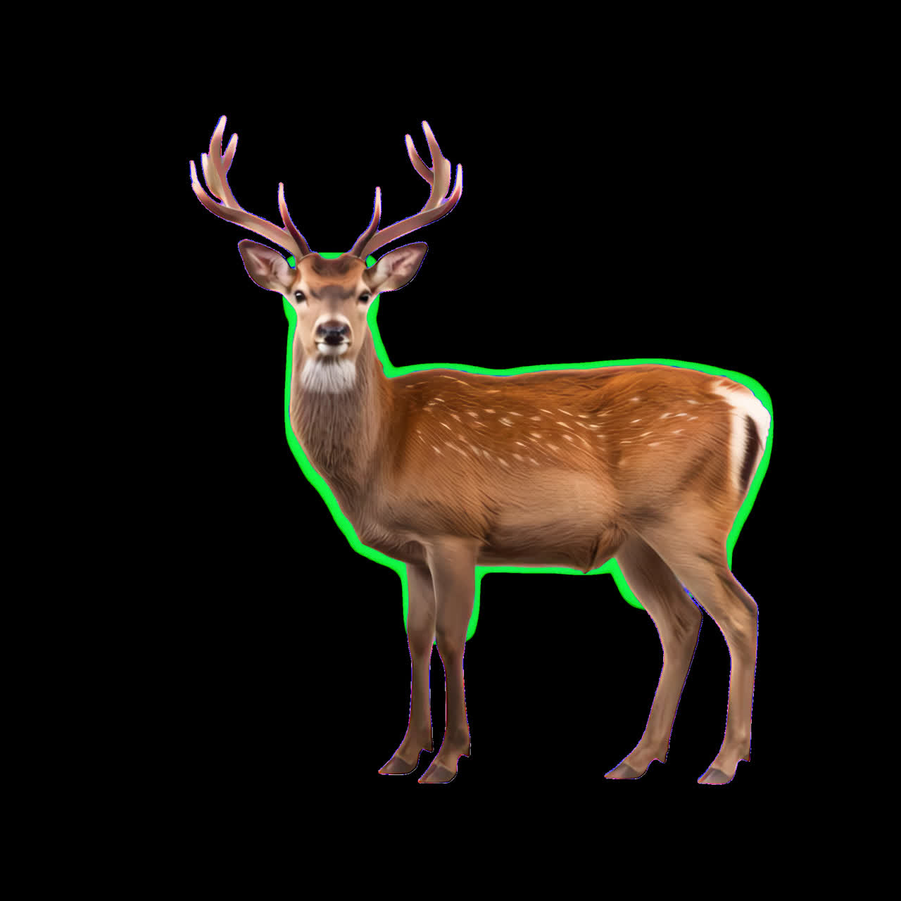 Graceful deer with antlers animation isolated asset, transparent 4K video, alpha channel, ProRes