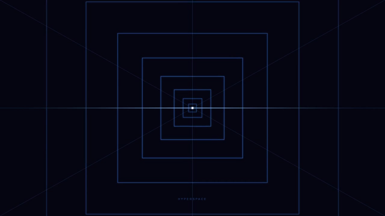 Abstract Hyperspace Tunnel Animation with Glowing Geometric Squares