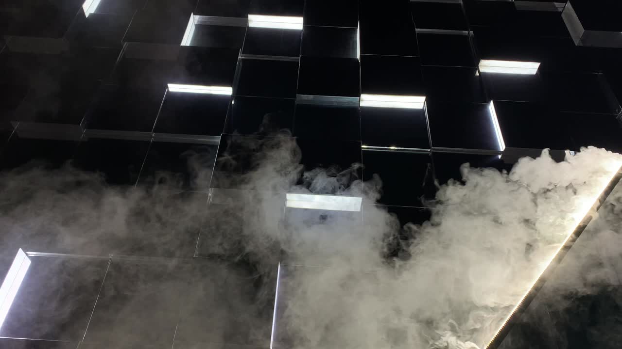 haz de luz azul con efecto de partículas de humo y polvo fondo abstracto