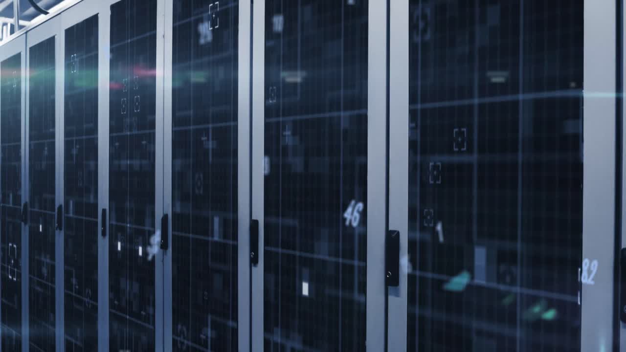 Animation of numbers and data processing over computer servers