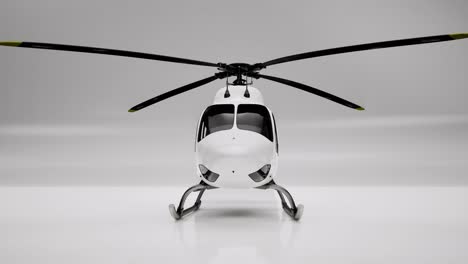 white helicopter 3d model on white background, 3d animation, camera zoom out slowly