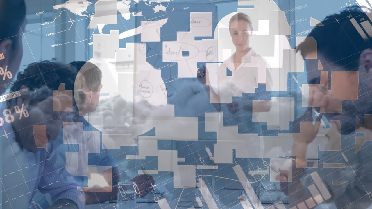 анимация статистики и обработки данных с помощью памятных записей по различным деловым людям