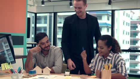 creative business people group having conversation at office desk in workplace.