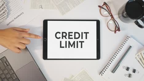 credit limit displaying on a tablet screen