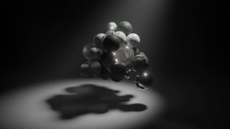 abstract composition of floating spheres