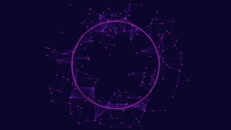 Abstraktes-Netzwerkkreis-kompliziertes-Muster-Aus-Linien-Und-Punkten-Auf-Dunklem-Hintergrund