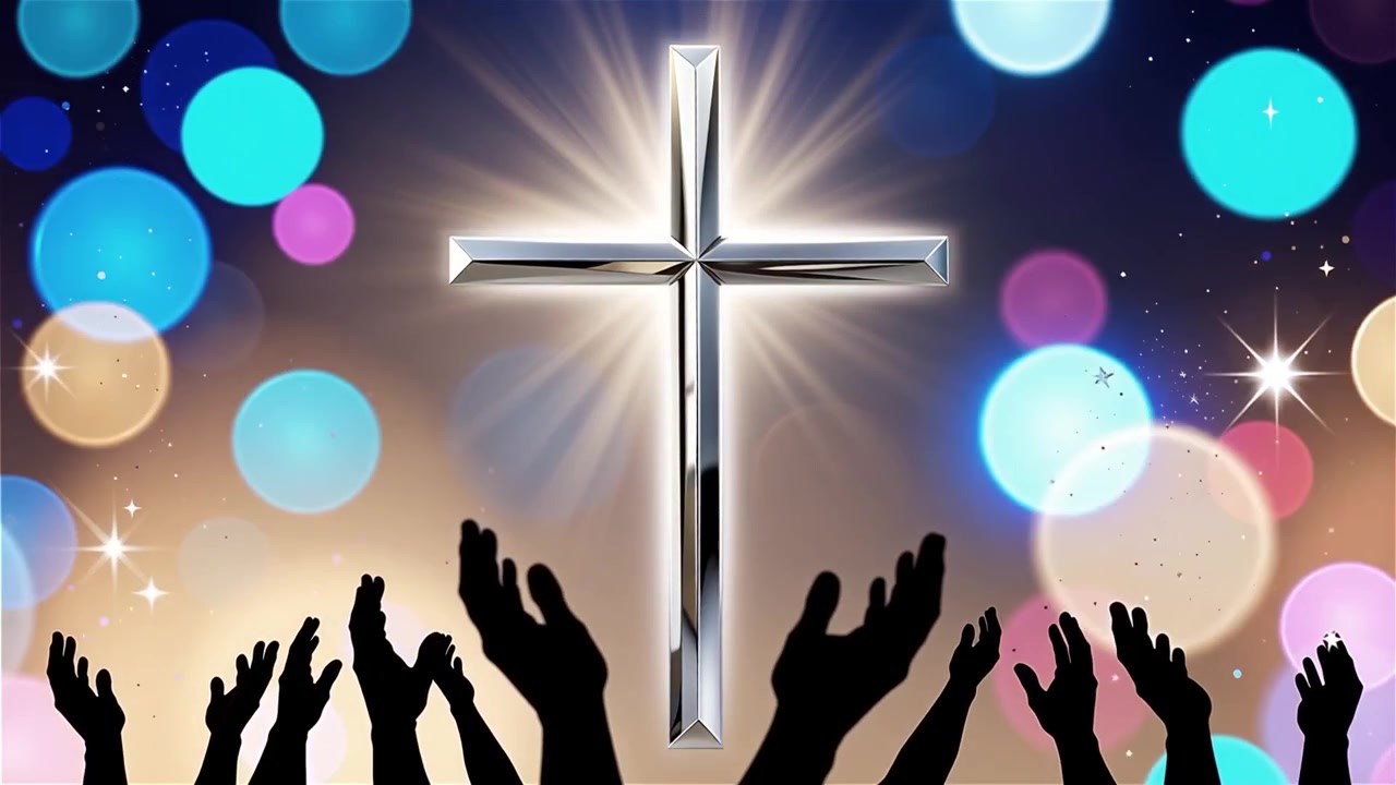 Cruz Cristiana con Luz Celestial, Fondo para Adoración.