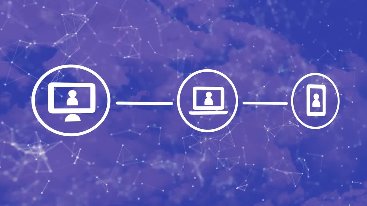 통계와 연결된 네트워크를 통해 변하는 숫자의 애니메이션