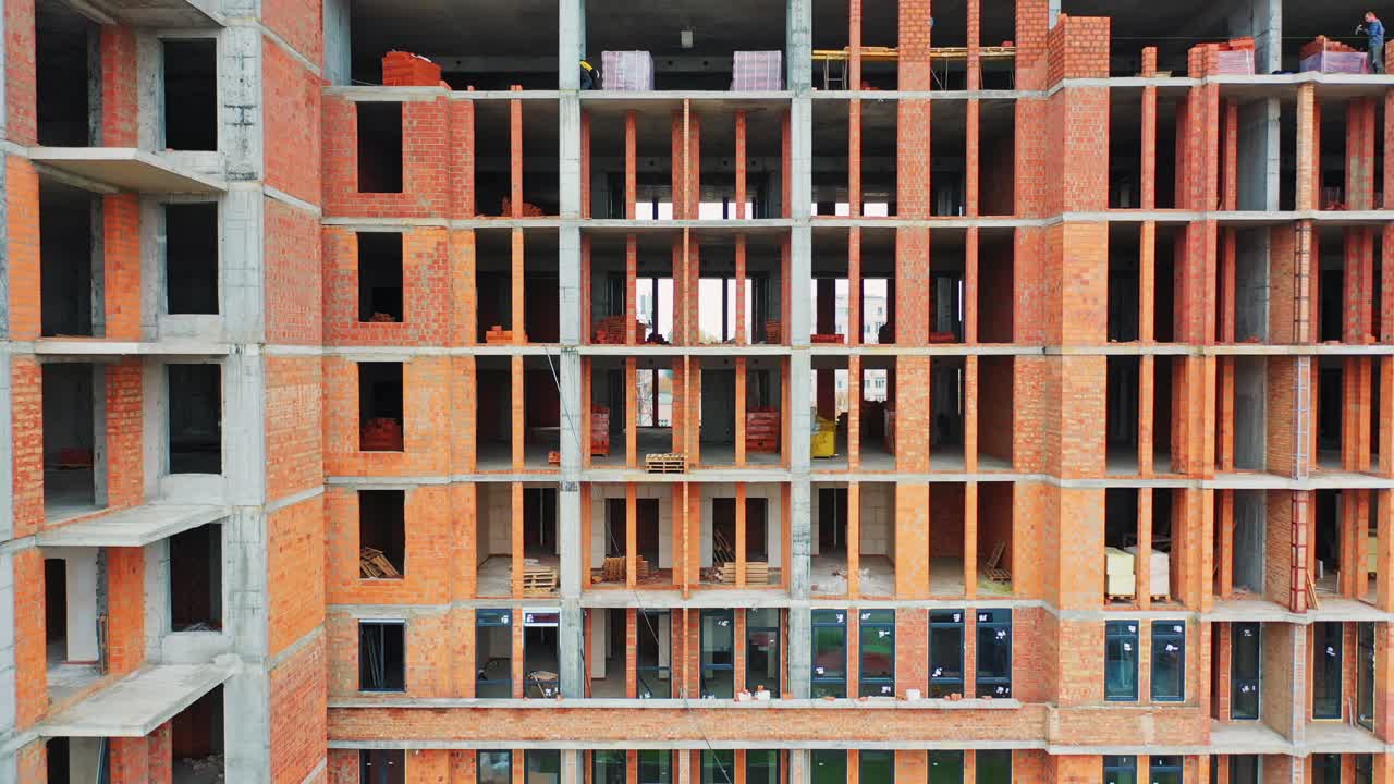 Construction of a residential apartment complex. Aerial view.