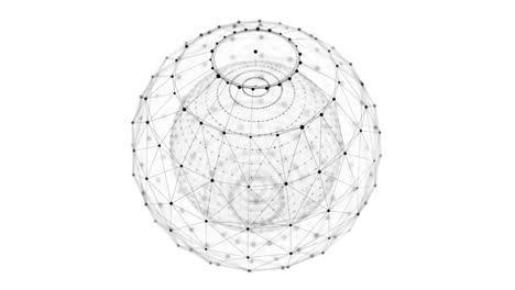 esfera compuesta de puntos y líneas. estructura de conexión de red. visualización de grandes datos. renderización 3d.