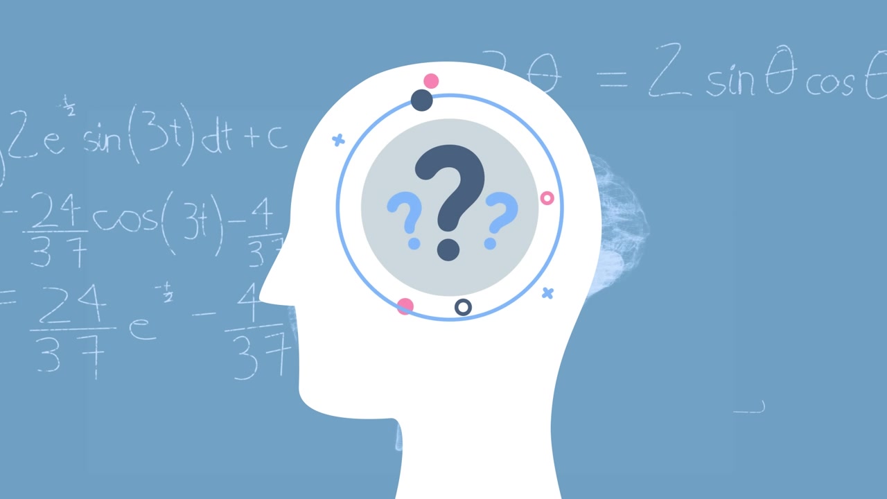 Animation of human head with digital icons