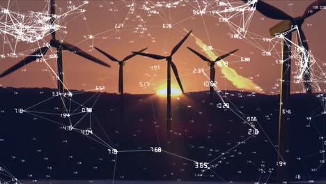 turbinas eólicas y conexiones de red blancas con datos