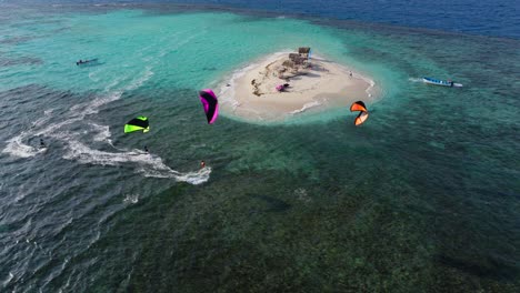 kiteboarding and kayaking on a tropical island
