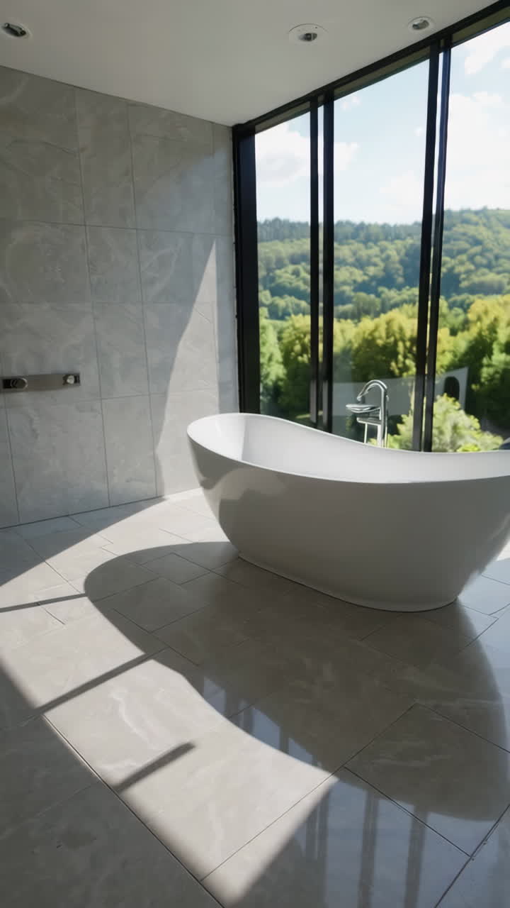 Modern Bathroom with Scenic Mountain View
