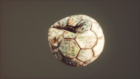 old deflated leather soccer ball