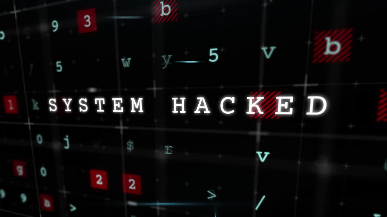 animación del paquete de texto de hacker de 3 texto en la pizarra roja sobre la advertencia de virus