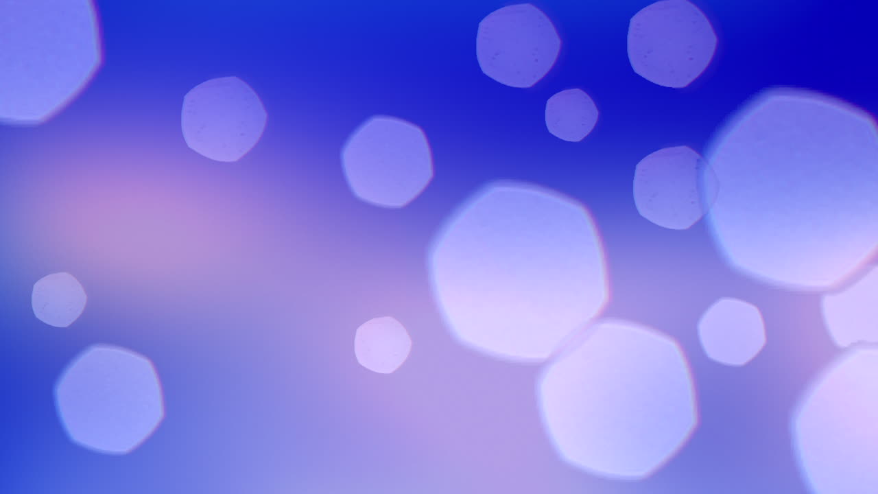 흐릿한 파란색과 보라색 바탕에 떠다니는 다채로운 거품과 구름