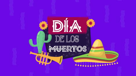 dia de los muertos animación con instrumentos musicales