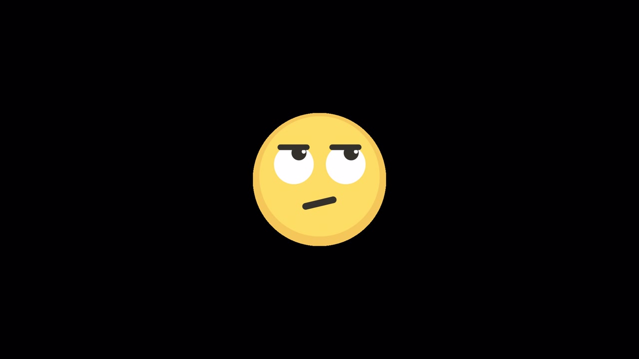 Yellow Emoji Face Rolling Eyes on Black Background