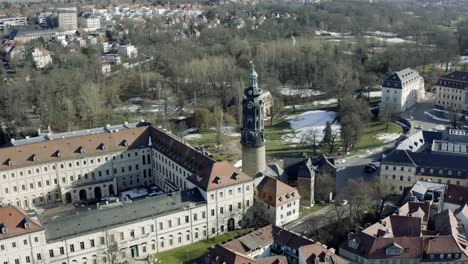 drone aerial footage of weimar on a sunny spring day