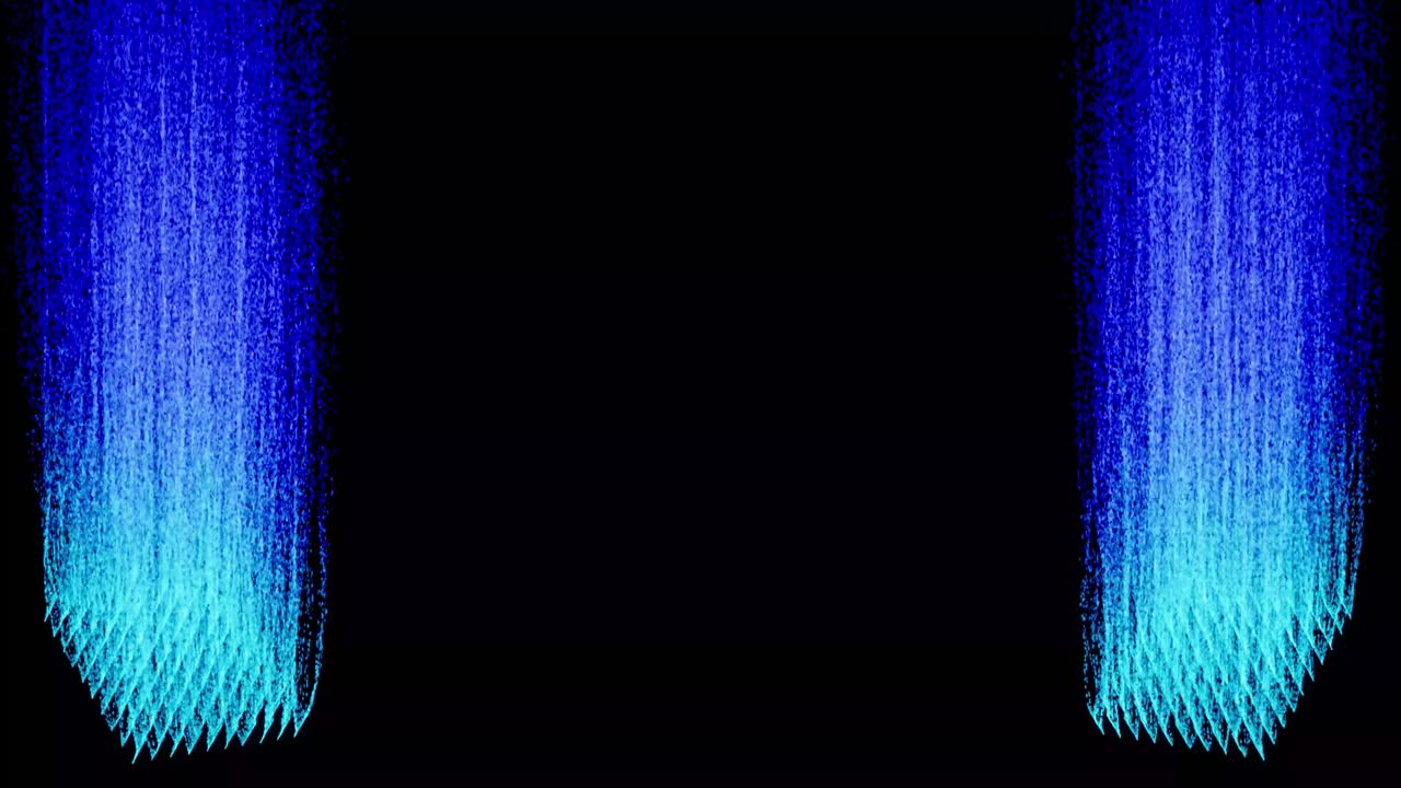 시각 효과, vfx, 블루 입자, 에너지 직사각형, 검은 바탕 3d 애니메이션