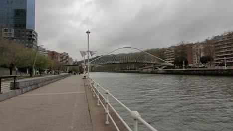 zubizuri bridge in the city of bilbao