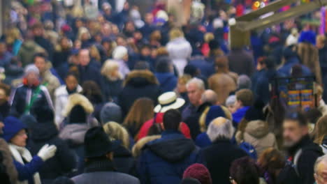 motley crowd in the city street