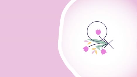 video vertical de las flores rosadas de dibujos animados en las vacaciones de la mujer.