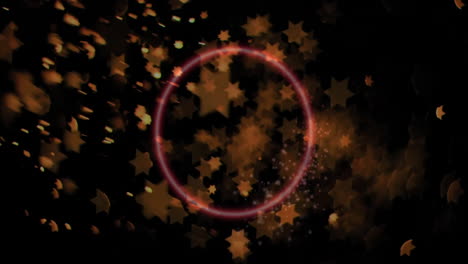 glowing circle with falling stars animation on black background