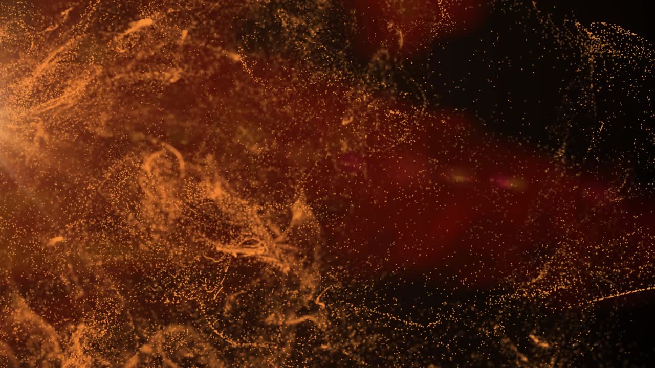 animación de una nube de partículas naranja que se mueve sobre un fondo negro