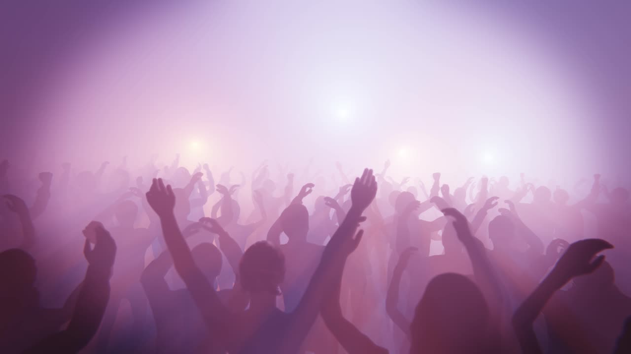 Sagome di persone che ballano a un concerto vivace