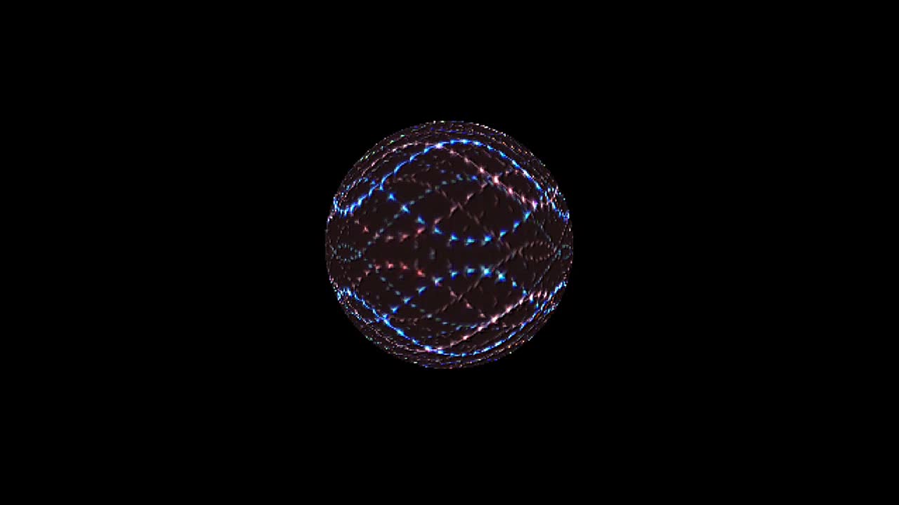 animated round shape of multicolor flashing lights, on a black background
