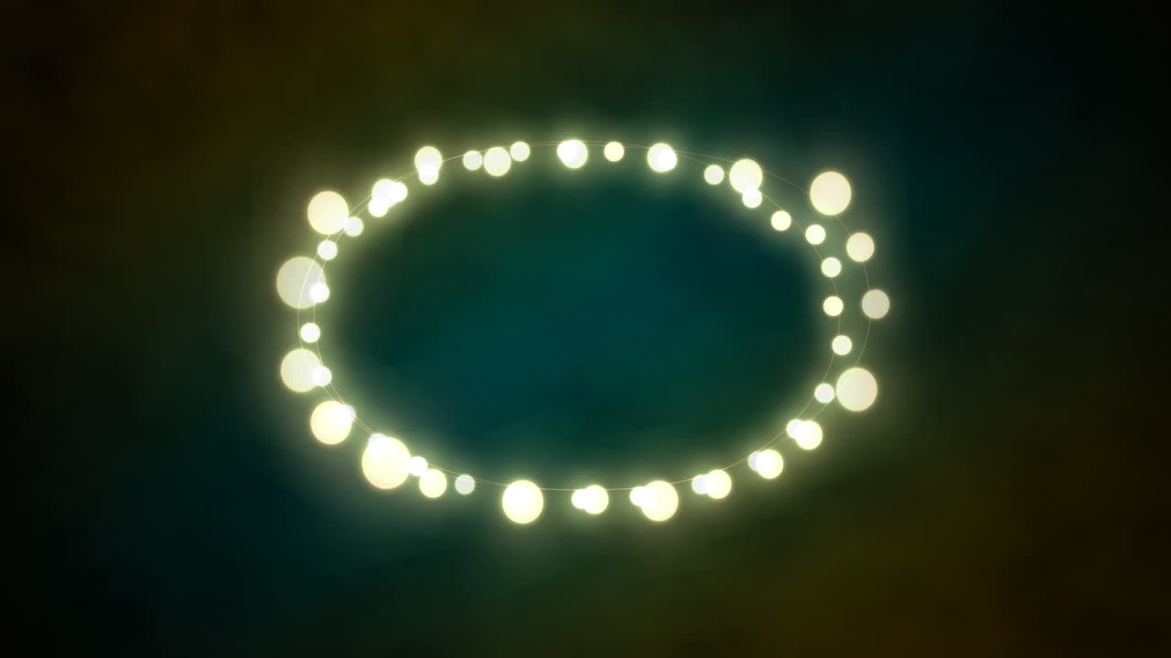 óvalo brillante de luces de hadas sobre un fondo verde