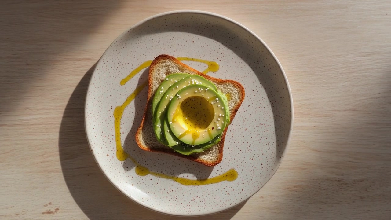 Bir Tabakta Zeytinyağlı ve Susamlı Avokado Tost