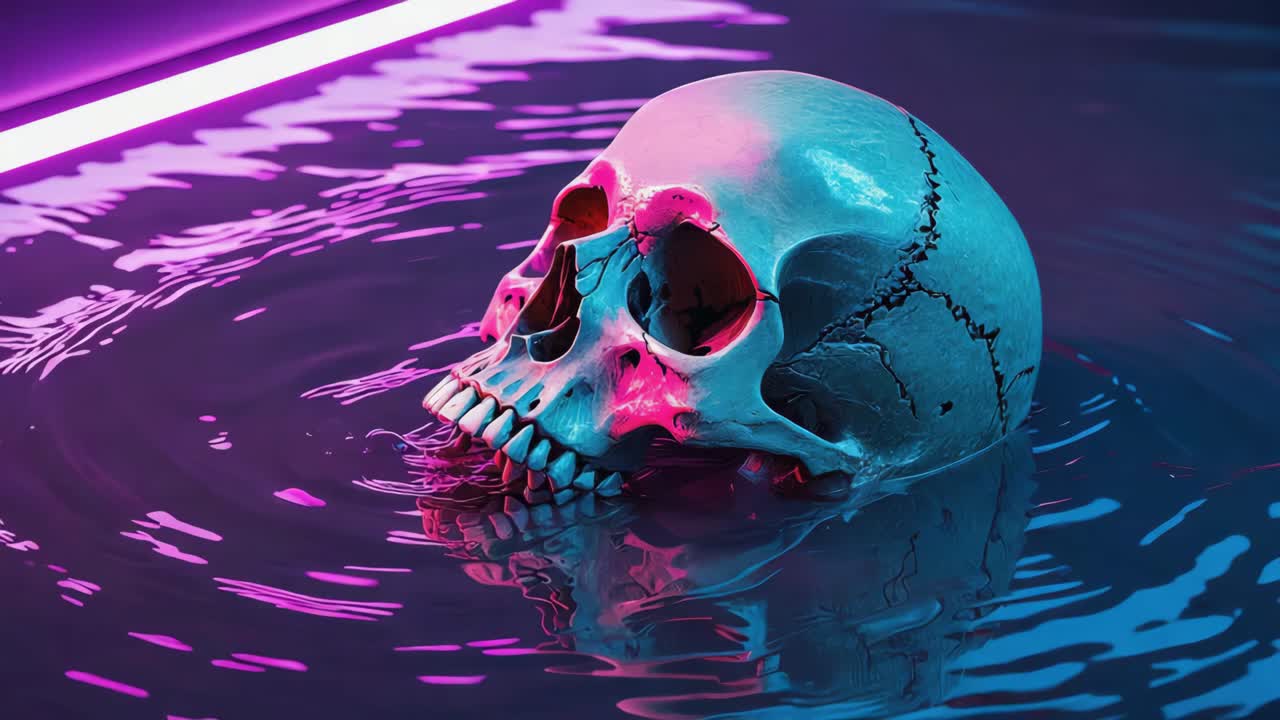 Neon Skull in Water