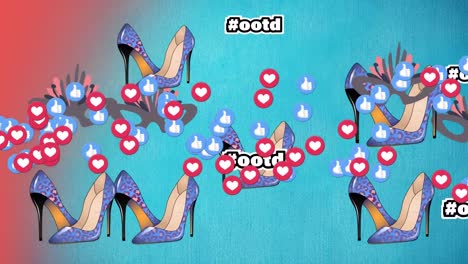 Animación-De-Iconos-De-Máscara-Y-Zapatos-Sobre-Fondo-Azul