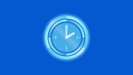 animation of clock ticking and data processing over blue background