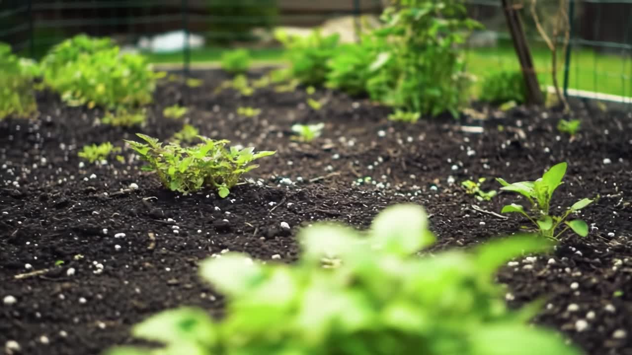 Exploring the Growth of Fresh Vegetation in a Flourishing Garden: A Journey from Seedling to Vibrant Greenery in Peaceful Surroundings