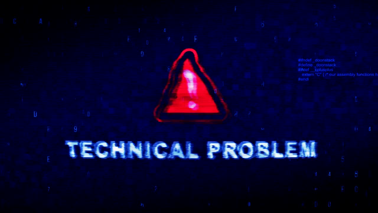 Technical Problem  Text Digital Noise Twitch Glitch Distortion Effect Error Loop Animation.