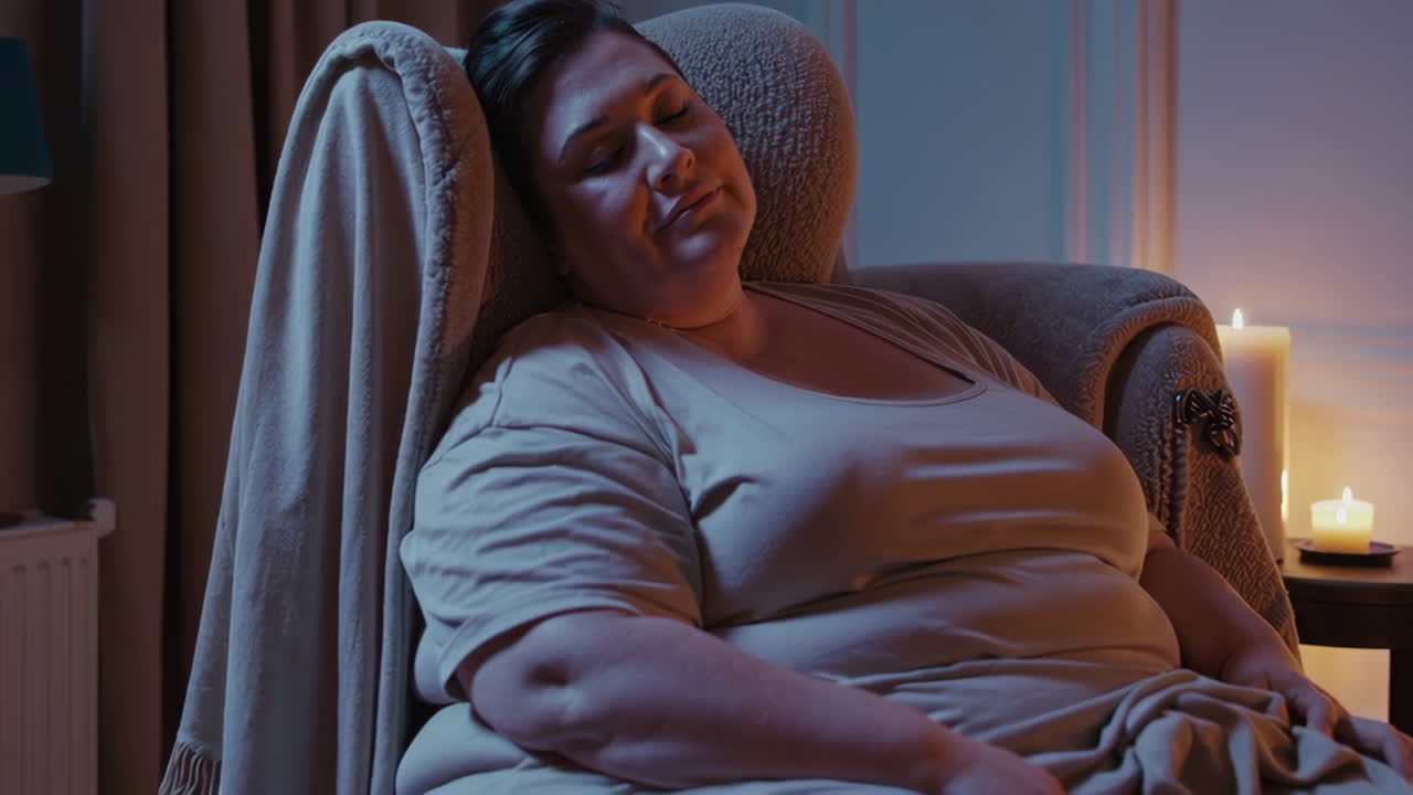 Donna che dorme comodamente in poltrona