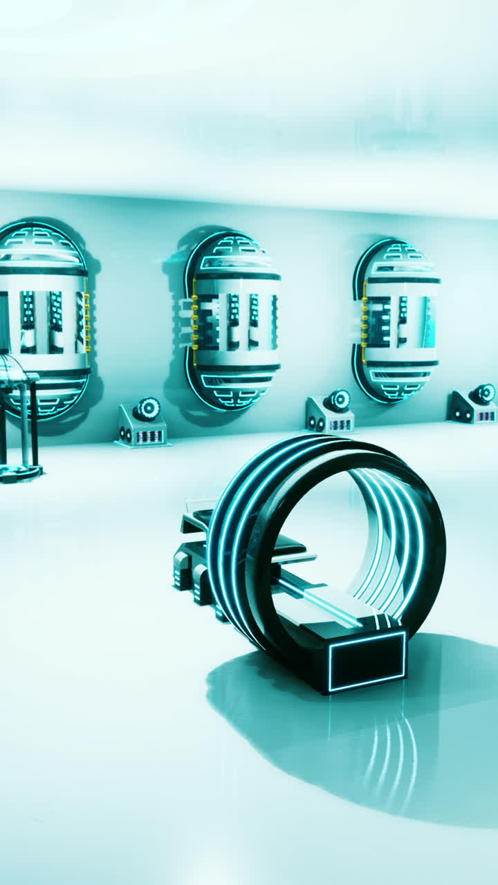 Futuristic Medical Scanner in a White Room