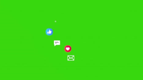 motion graphics emojis showing multiple social media notifications liking and reacting to online content shot against green screen 4