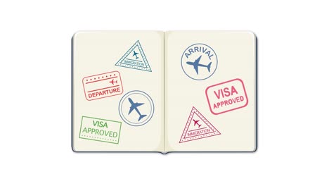 passport pages filling with various travel stamps