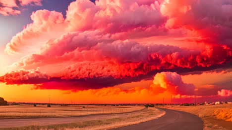 stunning lenticular clouds over rural landscape at sunset