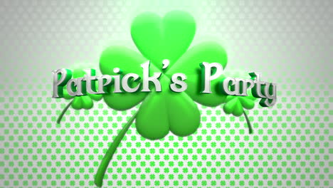 patrick party with green shamrocks on irish pattern